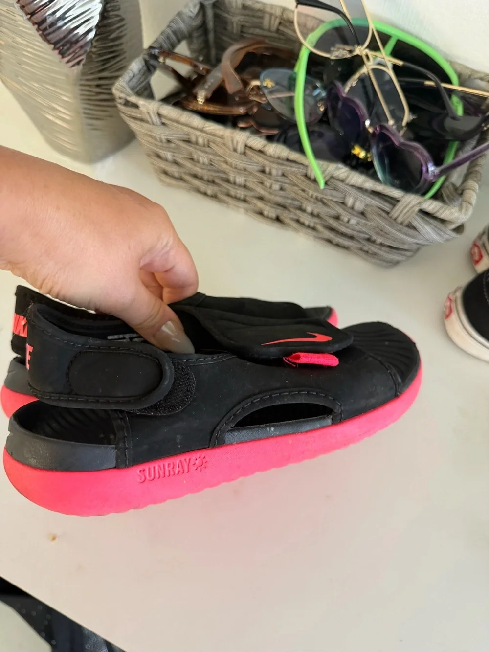 Nike Kids Water Shoe in Black with Pink Sole